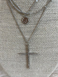 Set of 3 Stack Necklaces with Cross and Coin Charm