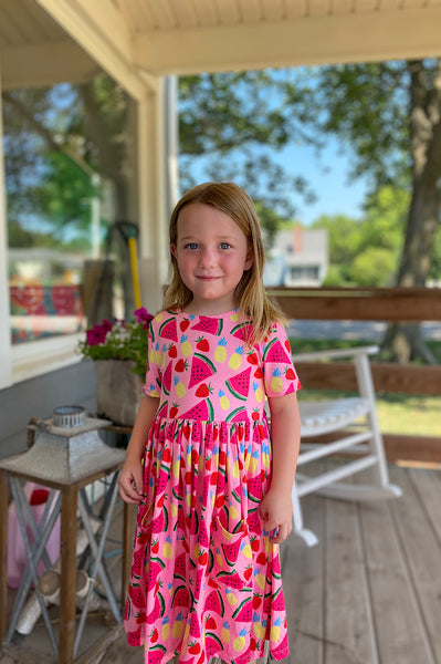 Watermelon Wonder Toddler Short Sleeve Pocket Dress