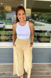 Nash Sand Flowy Wide Leg Linen Pants
