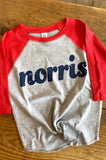 Red and Gray Norris Raglan Tee-Toddler and Youth