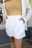 Lennyn White Silky Dress Shorts