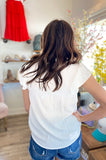 Eleanor Shoulder Lace Patch Woven Top {2 Colors}