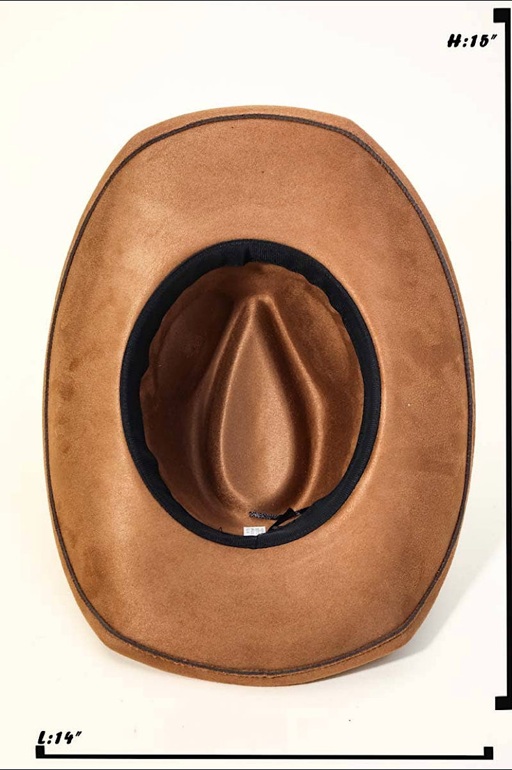 Brown Cowgirl Hat with Embroidered Band