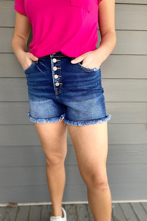 Karlie Button Fly Denim Shorts {2 colors}