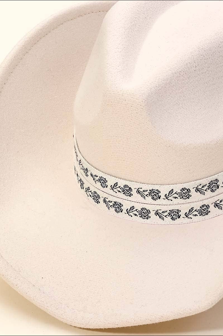 Ivory Cowgirl Hat with Floral Band
