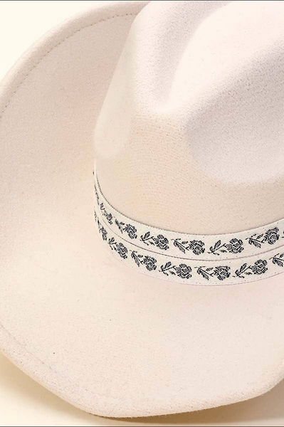 Ivory Cowgirl Hat with Floral Band