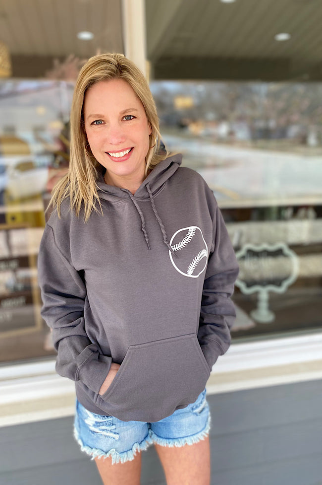 Moms Against White Baseball Pants Charcoal Hoodie