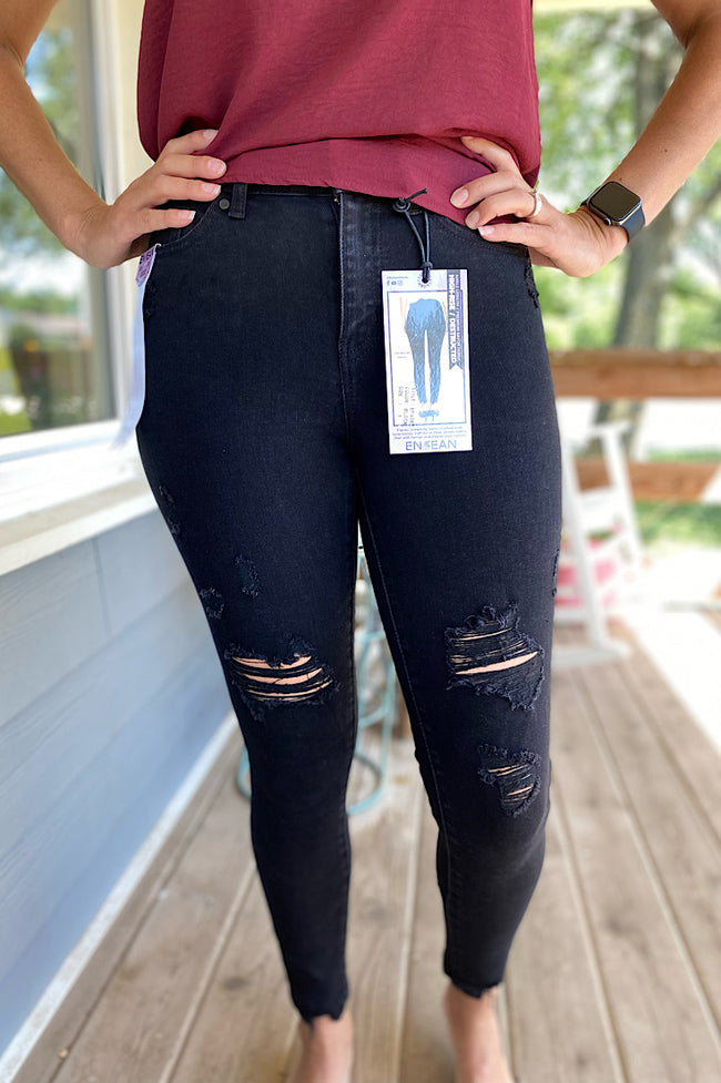 Hadlee High Rise Distressed Skinny Black Demin