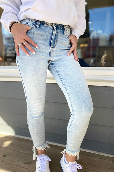 Celia Mid Rise Light Wash Skinny Denim