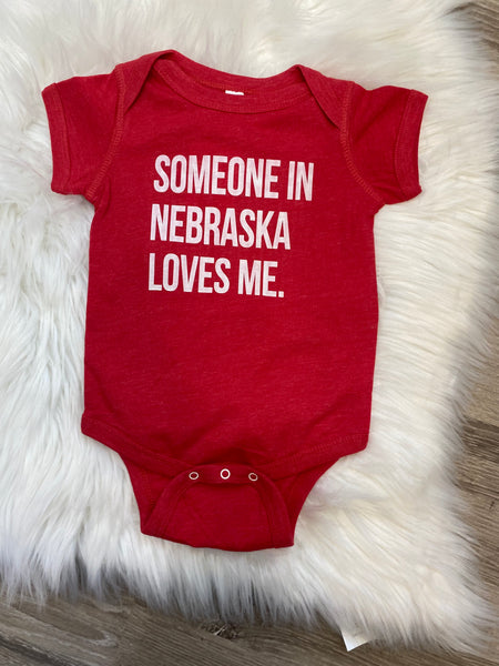Someone In Nebraska Infant Vintage Red Bodysuit
