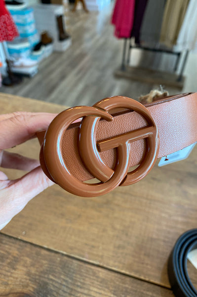 Faux Leather GG Belt With Colored Buckle