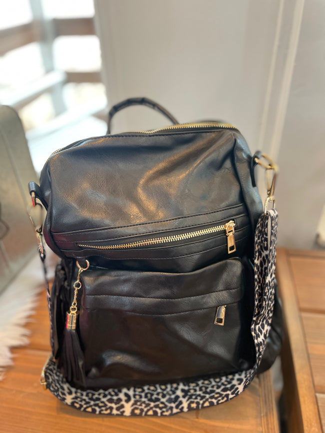 The Dani Backpack with Leopard Guitar Strap {3 colors}