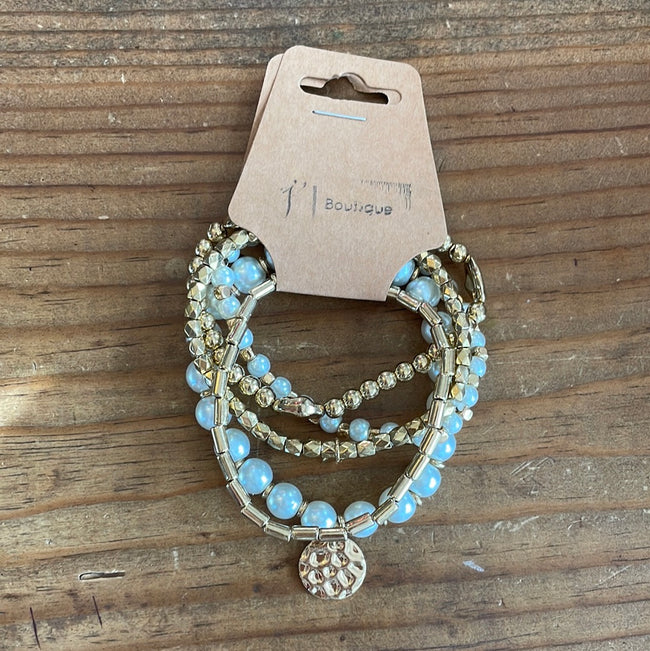 5 Strand Pearl and Metal Bracelet Stack {2 colors}
