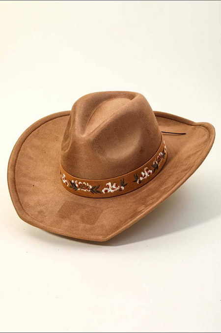Taupe Cowgirl Hat with Turquoise Stone Band