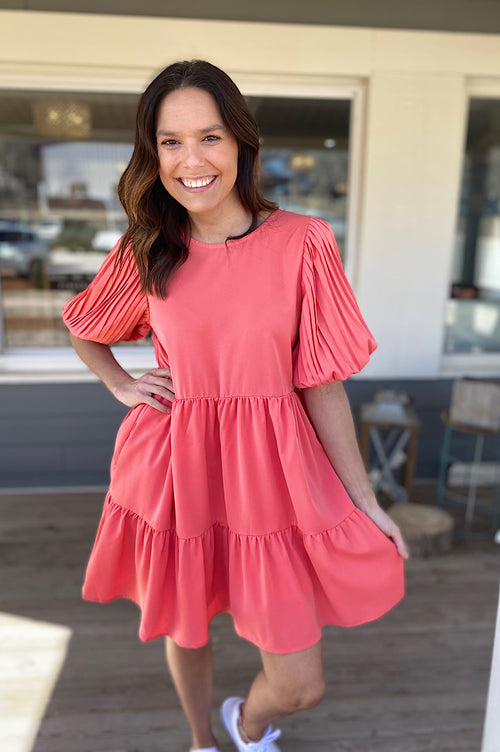 Jenna Guava Tiered Dress