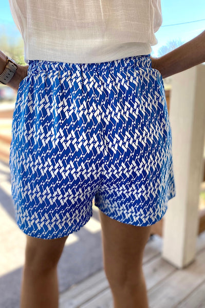 Maizy Blue Geometric Print Shorts