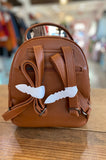 Jaxson Cognac Faux Leather and Suede Backpack