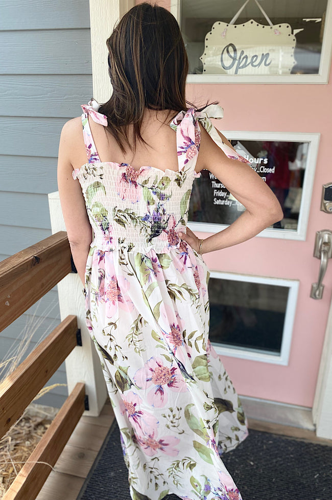 Everlee Ivory Floral Print Maxi Dress