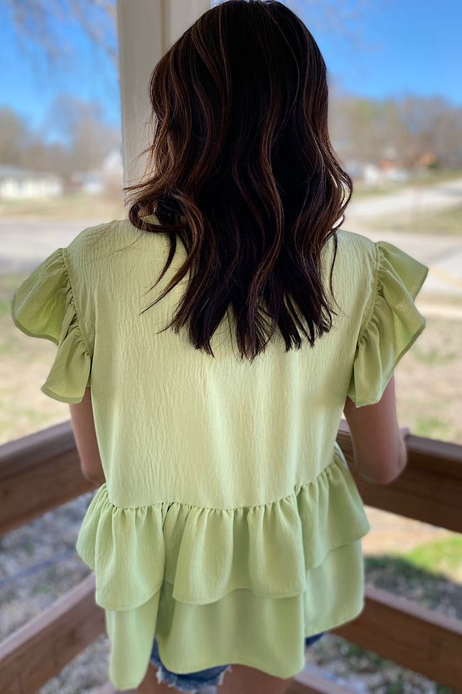Emori Ruffle Button Detail Baby Doll Top